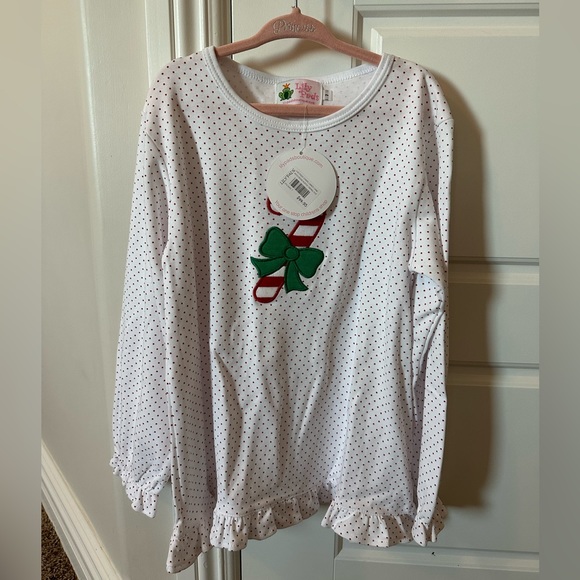 Lily Pads. Girls long sleeve shift top. Color: White w/red polka dots. Size: 7 - Picture 3 of 8